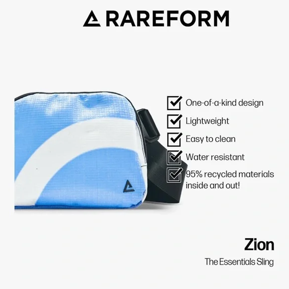 Rareform Small Zion Sling Bag | One-of-a-Kind | Travel Crossbody | Recycled - Picture 4 of 13